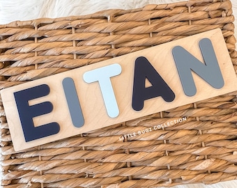 Puzzle con nome personalizzato / Puzzle in legno personalizzato con nome / Puzzle con nome per bambini piccoli / Giocattolo ispirato al metodo Montessori