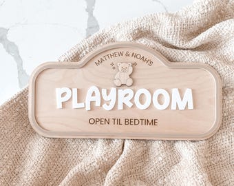 Pretend Play Signs for Kids | Personalized Playroom Decor | Custom Name Kids Room Sign | Wooden Toy Room Signs