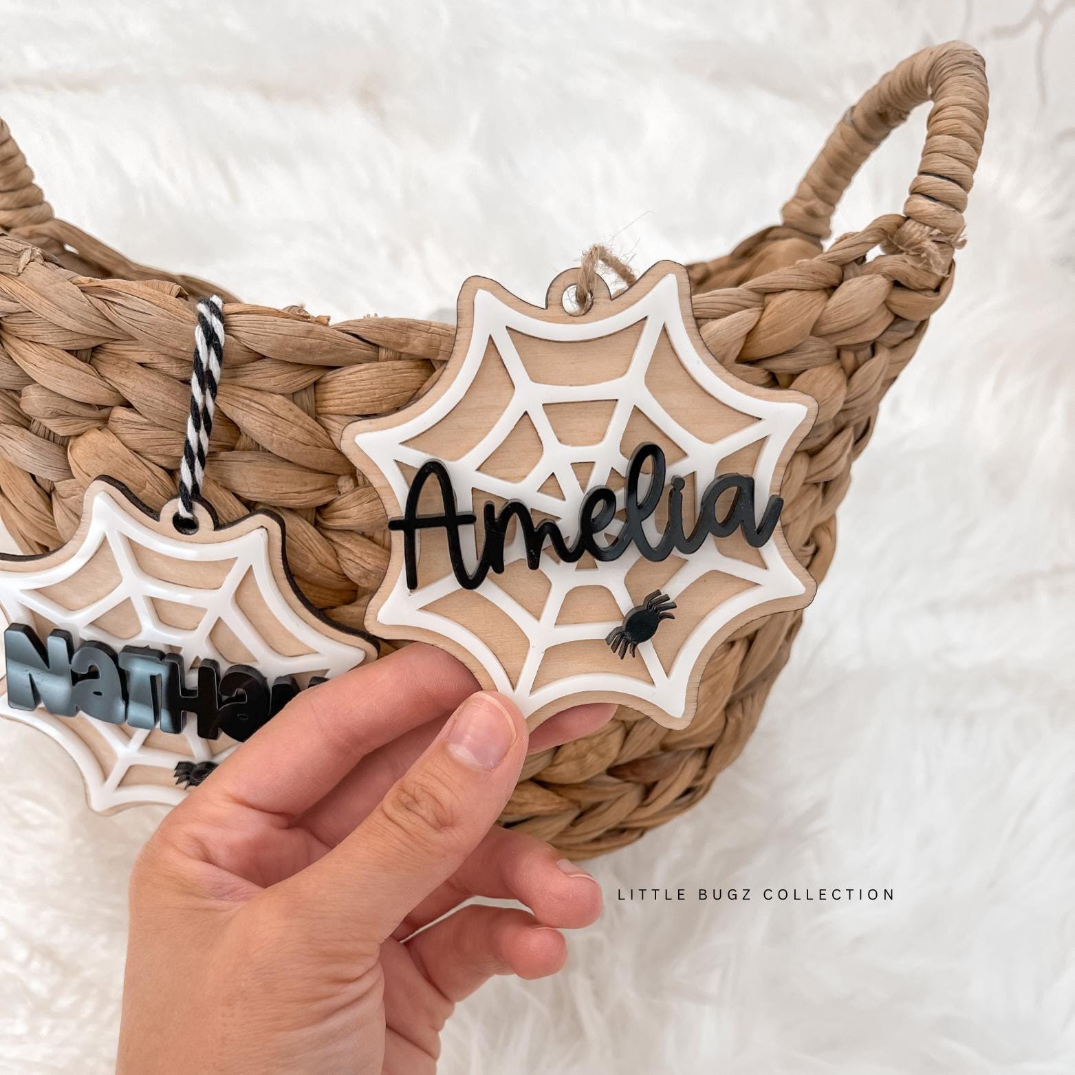 spider web boo basket tags, halloween basket tag, boo basket tag, custom halloween name tag, ghost halloween tag