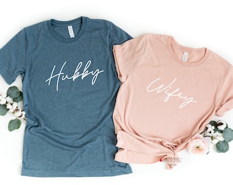 Hubby Wifey established t-shirts, couple matching t-shirts, wife husband shirts, Mother's Day gift, wedding gift