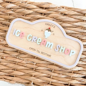 Personalized Ice Cream Shop Sign for Kids | Pretend Play Sign  | Ice Cream Shop Play Sign