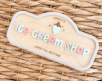 Cartello personalizzato per gelateria per bambini / Cartello per giochi di ruolo / Cartello per giocare a gelateria