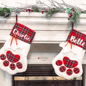 Personalized Dog Christmas Stocking Plaid Dog Christmas Stocking, Cat stocking, Personalized Pet Christmas Stocking, Christmas Gift for Dog