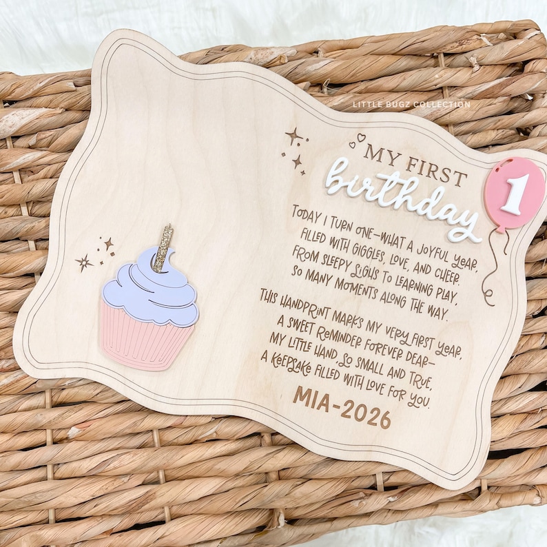 First Birthday Handprint Sign | One Year Old Keepsake | 1st Birthday ...