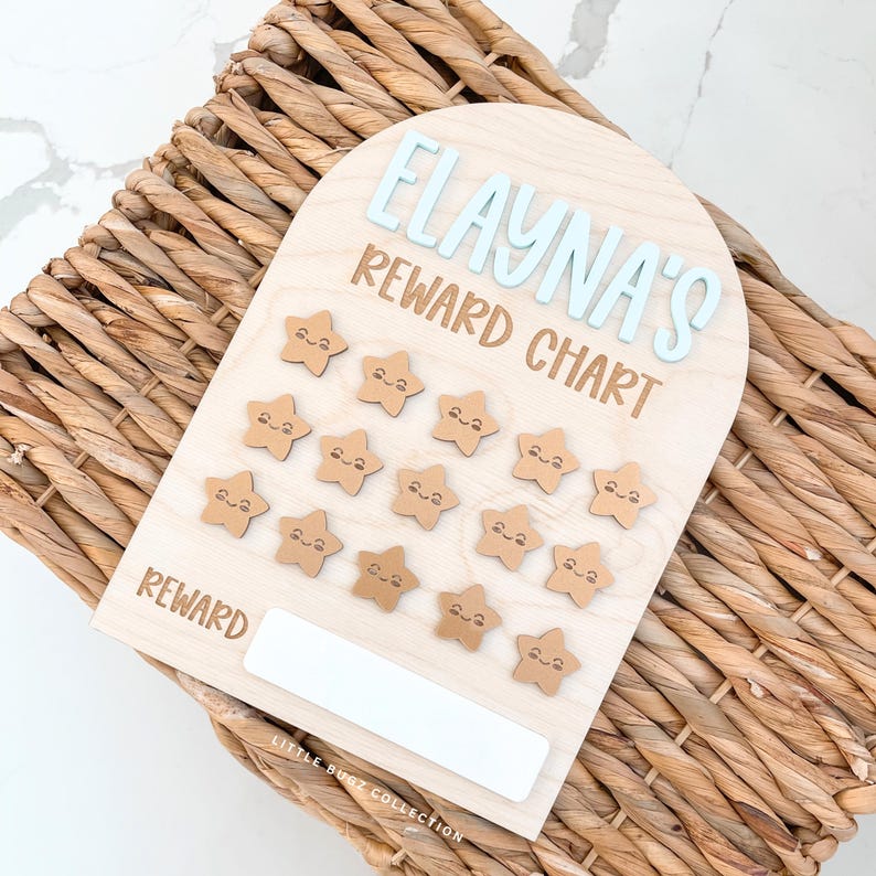 Reward Chart Lettering Star Reward Chart | Kids Reward Chart | Wooden Behaviour Chart | Star ...
