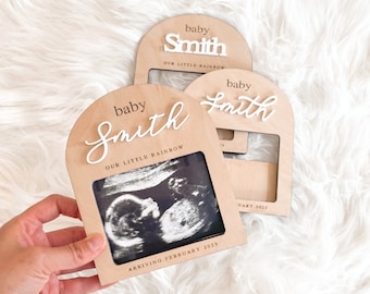 Arched Ultrasound Fridge Magnet, Personalized Baby Announcement Frame