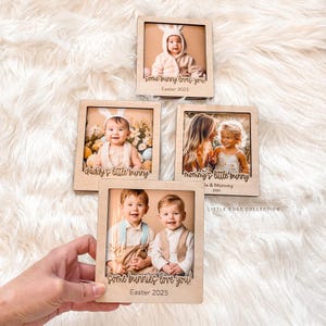 BUNNIES Easter fridge magnet, custom photo frame magnet, custom Easter frame, our first easter frame