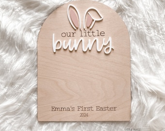 our little bunny easter sign, baby's first easter sign, baby footprint keepsake, easter baby keepsake, custom baby easter sign
