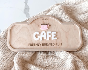Personalized Cafe Sign for Kids | Pretend Play Cafe Decor | Custom Name Play Kitchen Sign
