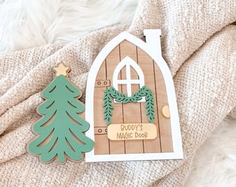 Elf Magic Door, Christmas Elf Door, Wooden Elf Door, Miniature Christmas Door, Christmas Eve Tradition, Holiday Elf Accessories