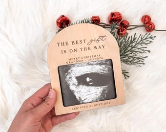 Marco de ultrasonido navideño: Anuncio de embarazo de nieto/a, Regalo para futuros abuelos, imán para nevera