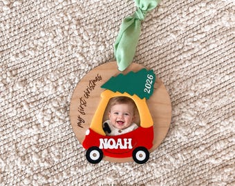 Adorno de coche de bebé, adorno con foto de bebé, la primera Navidad del bebé, adorno personalizado para la primera Navidad
