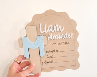 Cartello ricordo per il battesimo / Regalo per il battesimo del bambino / Regalo religioso personalizzato per il battesimo