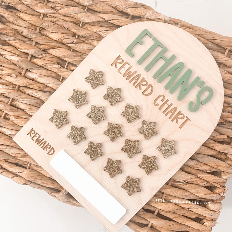 Reward Chart Lettering Personalized Wooden Star Reward Chart | Kids Behaviour Tracker - Etsy ...