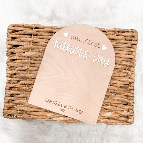 our first Father's Day sign, DIY craft Father's Day gift, baby footprint keepsake, custom Father's Day gift