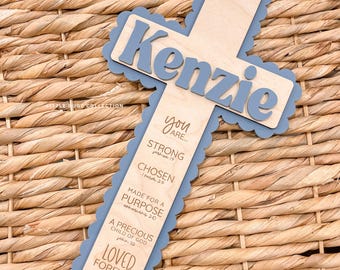 Croce dell'affermazione, personalizzata, regalo per il battesimo, dedica, cresima, ricordo per neonati, decorazione religiosa, croce della confermazione