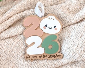 Year of the Squishy Ornament 2026, Christmas Ornament 2026, Wooden Christmas Ornament, Funny Christmas Ornament, Trendy Christmas Decor