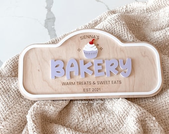 Personalized Bakery Sign for Kids | Pretend Play Bakery Decor | Custom Name Playroom Sign