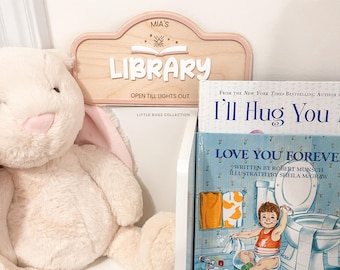 Cartello in legno personalizzato per la biblioteca dei bambini / Cartello personalizzato per l'angolo lettura / Decorazione per la stanza dei giochi