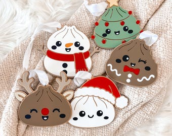 Christmas Dumpling Ornaments, Cute Dumpling Christmas Decor, Wooden Food Ornaments, Trending kids gift