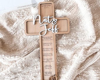 Cruz de boda personalizada, regalo de boda cristiano, cruz con versículo bíblico, regalo de boda religioso, nombres de pareja personalizados, regalo de aniversario