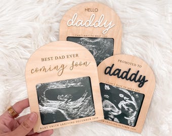 Cornice per ecografia per papà / Cornice "Promosso a papà" / Regalo per annuncio di gravidanza / Regalo per neo papà / Cornice per ecografia "Ciao papà"