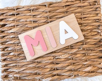 Puzzle con nome personalizzato / Puzzle in legno personalizzato con nome / Puzzle con nome per bambini piccoli / Giocattolo ispirato al metodo Montessori