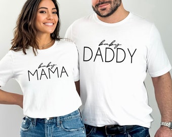 Baby Mama T-shirt & Baby Daddy T-shit, minimalist mom and dad shirts, matching mama and daddy shirts