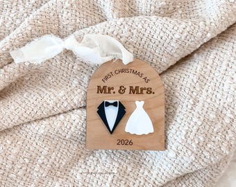 First Christmas Married Ornament, Our First Christmas as Mr and Mrs, Newlywed Christmas Ornament, Wedding Christmas Gift