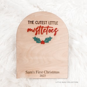 the cutest little mistletoes, baby&#39;s first christmas sign, baby footprint sign for christmas