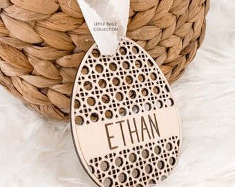 rattan easter egg tag, boho easter tag, custom tags for easter, personalized easter tag