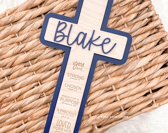 Croce dell'affermazione, personalizzata, regalo per il battesimo, dedica, cresima, ricordo per neonati, decorazione religiosa, croce della confermazione