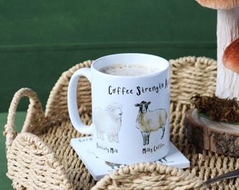 Sheep Mug, Coffee Mug, Sheep Coaster