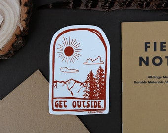Get Outside Sticker | Outdoor Adventure Decal | Hiking Nature Sticker | Mountain Explorer Sticker | Camping Lover Gift