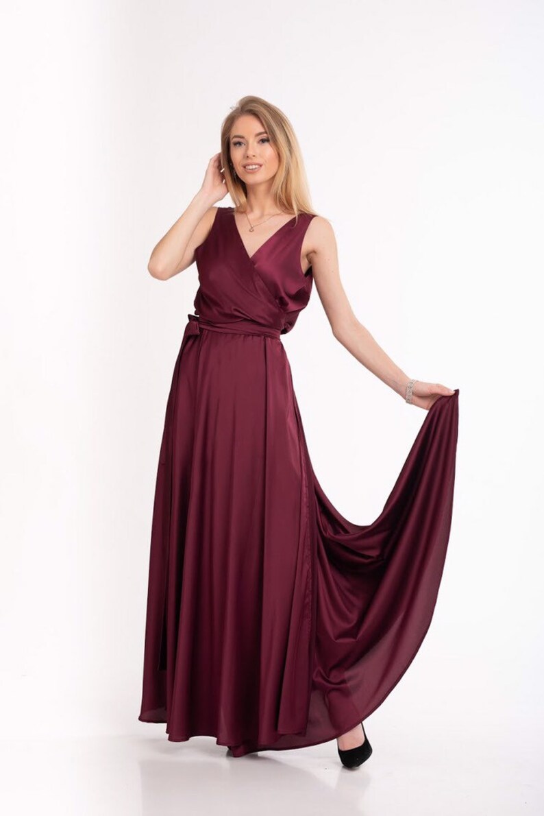 Bohemian Silk Dress Black Maxi Dress Bridesmaid Gown Engagement Dress Infinity Wrap Dress Maternity Gown #033 Boho Wedding Dress
