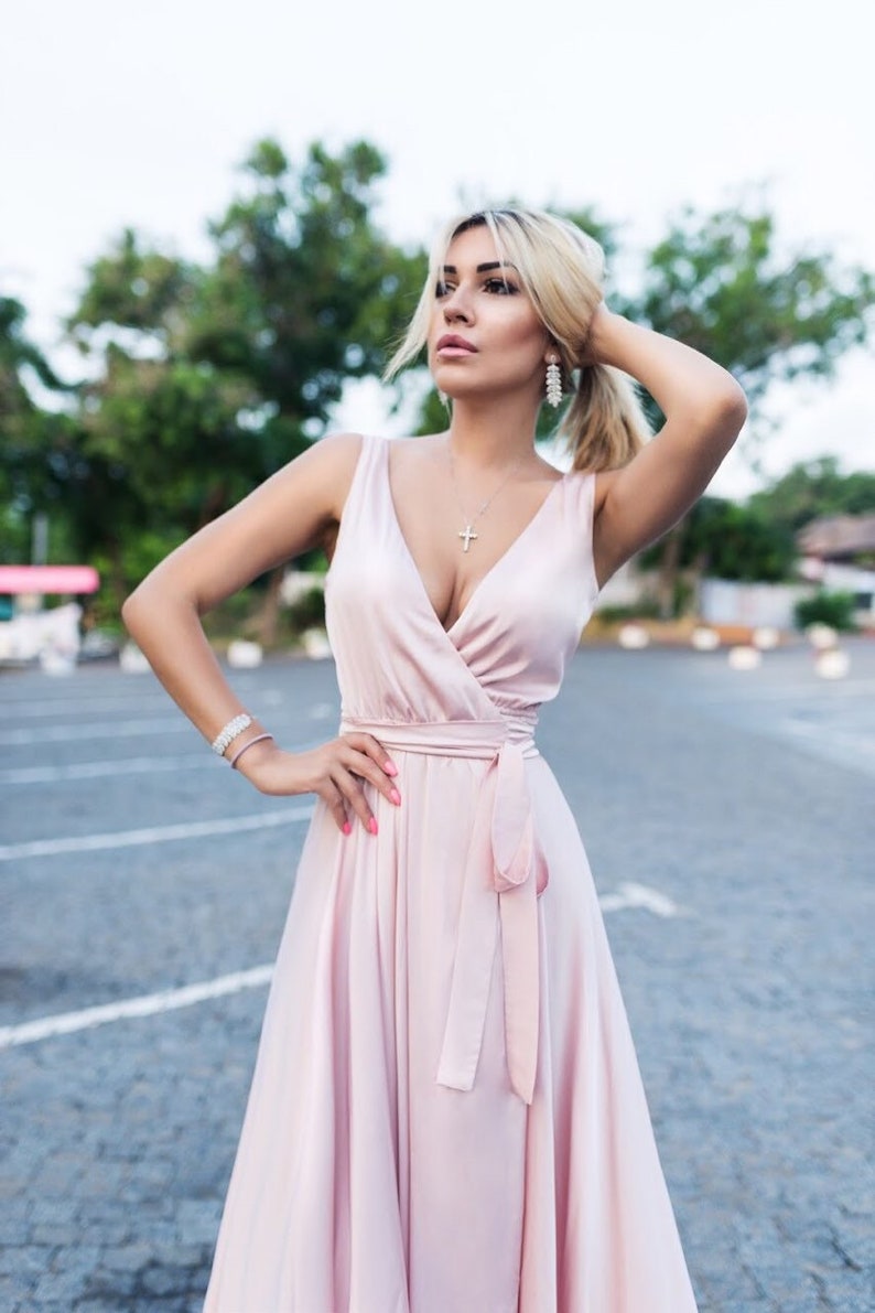 Boho Gown Bridesmaid Maxi Dress Engagement Dress Boho Wedding Dress Maternity Gown Bohemian Silk Dress Infinity Wrap Dress #006