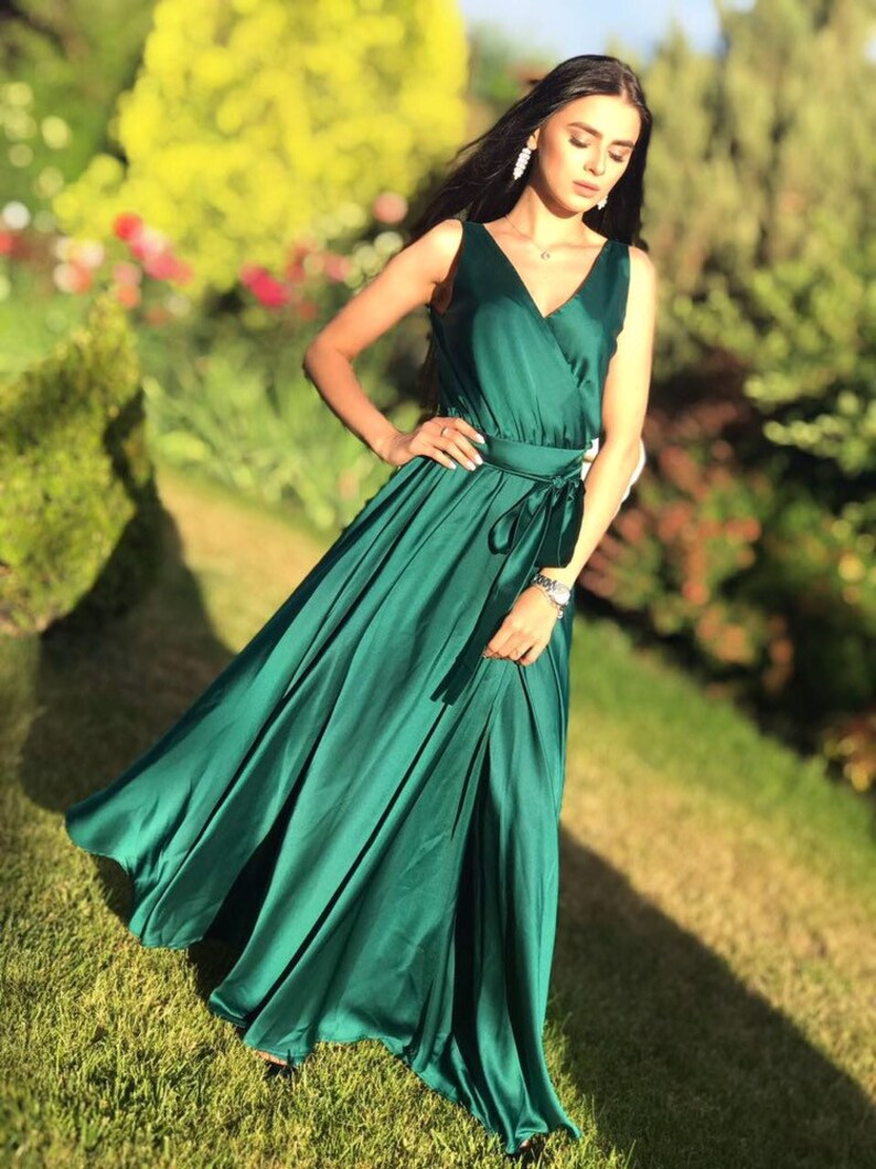Bohemian Silk Dress Black Maxi Dress Bridesmaid Gown Engagement Dress Infinity Wrap Dress Maternity Gown #033 Boho Wedding Dress