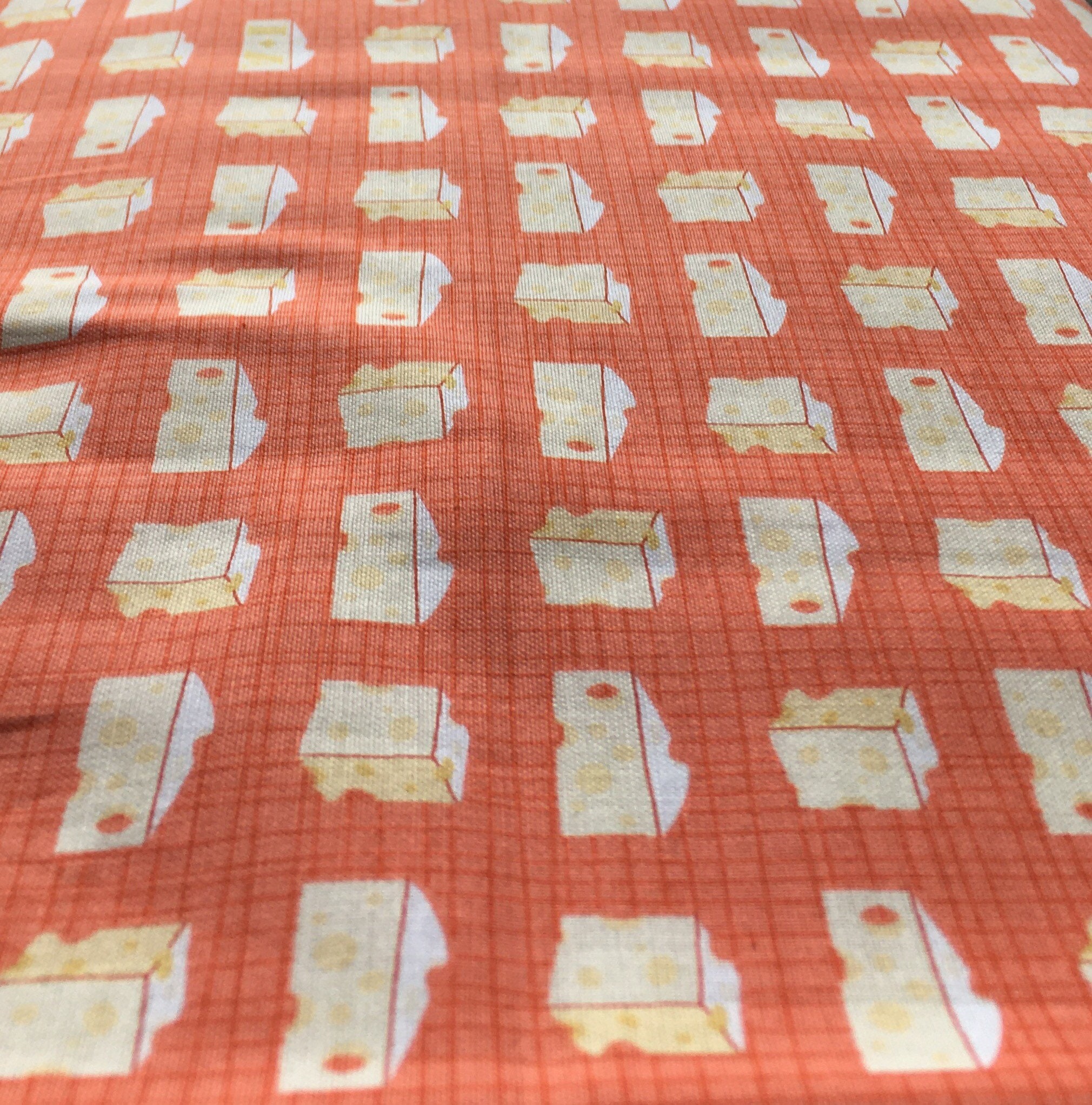 Cheese fabric by the yard Orange Fabric Wisconsin Fabric Etsy