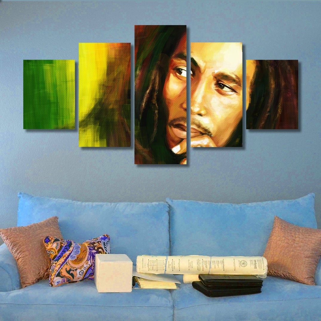 Bob Marley Poster Set Bob Marley Canvas Wall Art Room Decor Birthday Gift Home Decoration Bedroom Multi Panel 5 Pieces Art