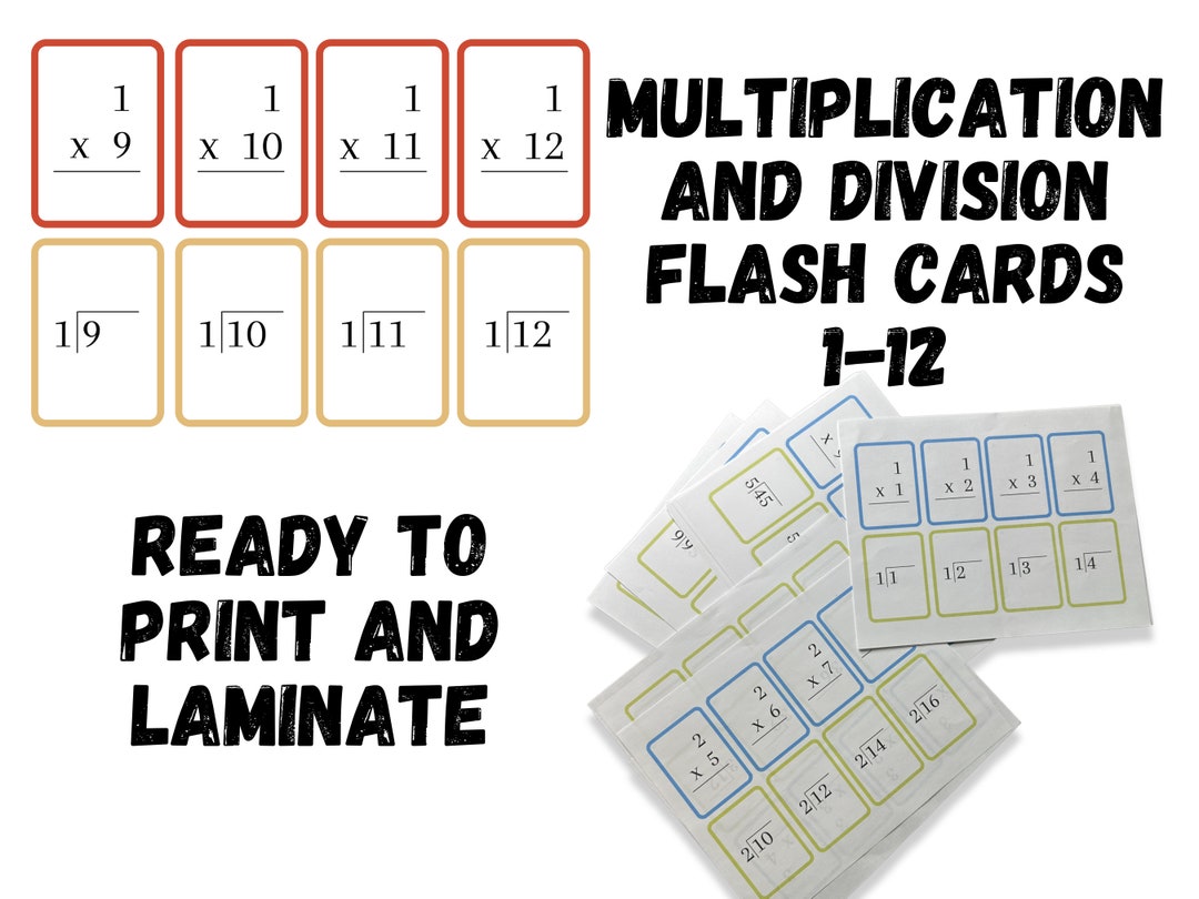 Multiplication and Division Flashcards sunset Etsy