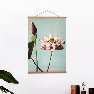 Canvas Print en Houten Hanger Art Frame, Botanische Vintage Print, Wilde Bloem, Canvas Kunst aan de Muur voor Uw Lounge, Boho Canvas Opknoping