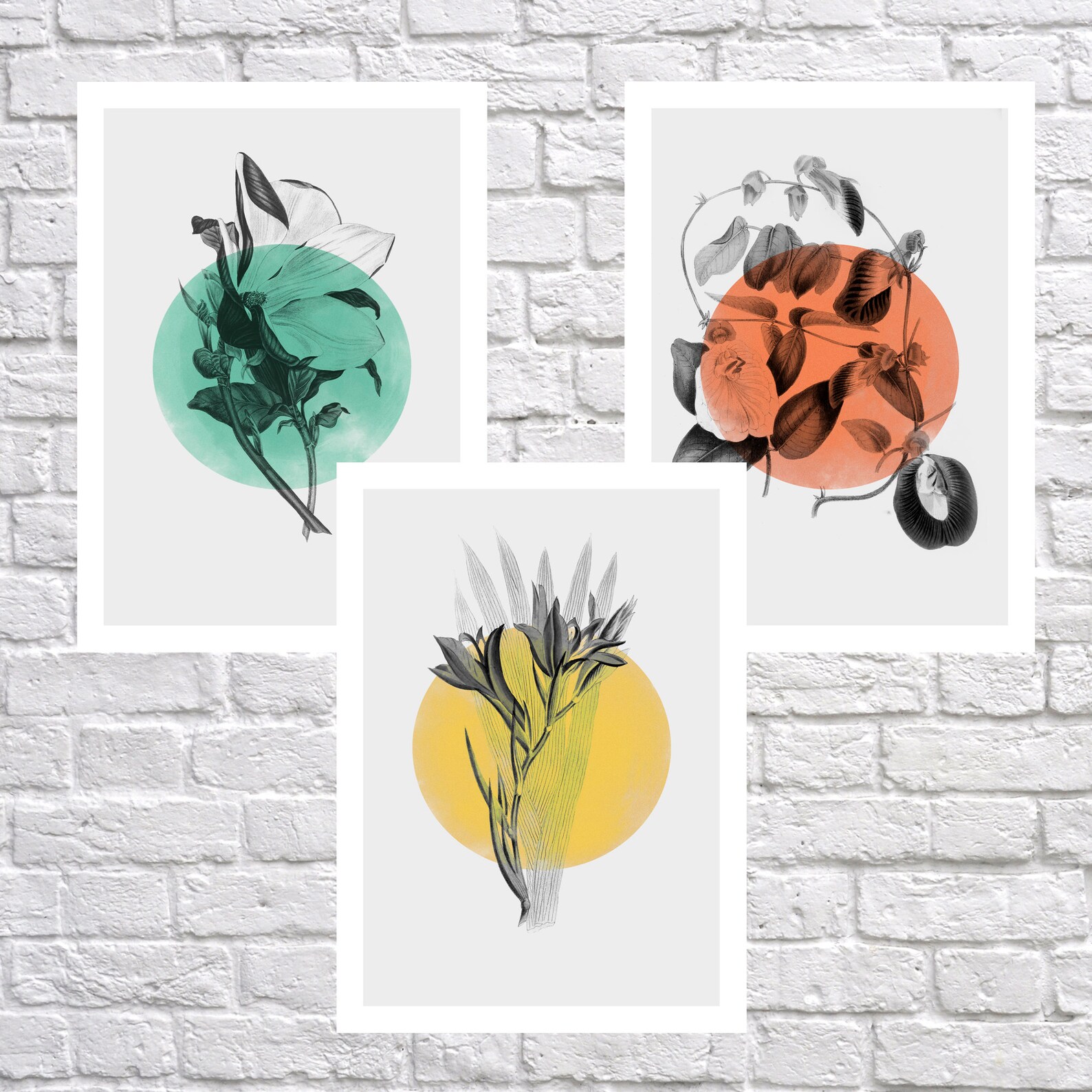 Set of 3 Prints, Botanical Set of 3, Lounge Interior Design Prints ...