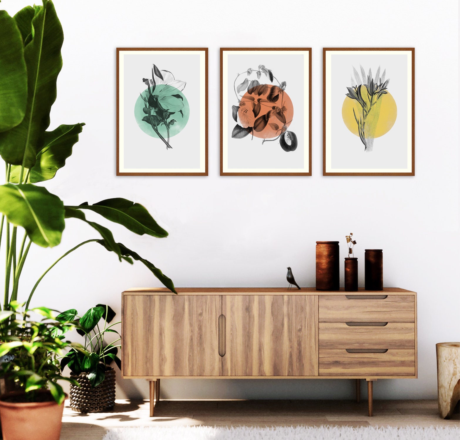 Set of 3 Framed Botanical Prints Framed Lounge Wall Art Etsy UK