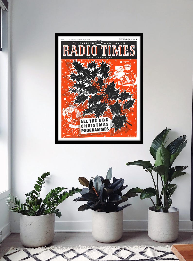 Christmas Wall Decor, Radio Times Christmas, Christmas Print for Your Home, Vintage Magazine
