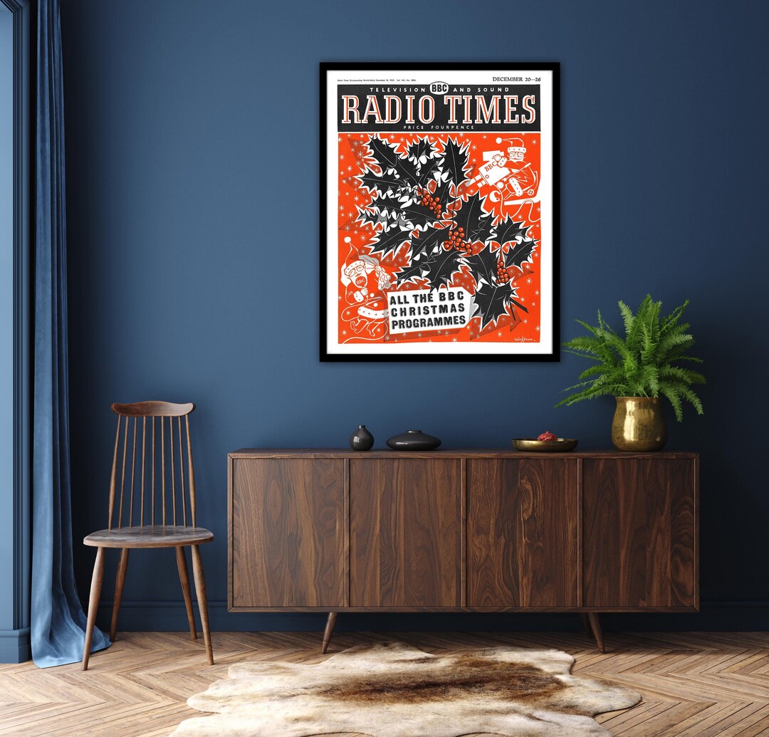Christmas Wall Decor, Radio Times Christmas, Christmas Print for Your Home, Vintage Magazine