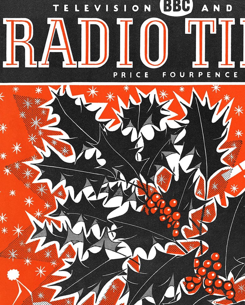 Christmas Wall Decor, Radio Times Christmas, Christmas Print for Your Home, Vintage Magazine