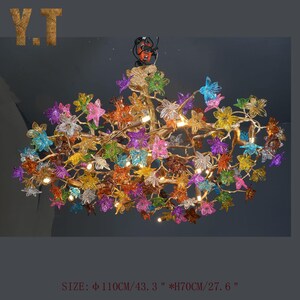 Luxury Art Stained Material Glass Brass Tree Branch Dining Room Bedroom Living Room Chandelier Decorative Lights