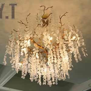 Branchs Brass Chandelier Lighting|Kitchen Island Light|Luxury Bar Restaurant Chandelier|Villa Living Room Chandelier|Handmade Art Glass