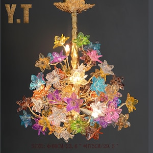 Luxury Art Stained Material Glass Brass Tree Branch Dining Room Bedroom Living Room Chandelier Decorative Lights