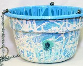 Painted hanging planter, 10 inch hanging pot, outdoor garden, indoor flower pot